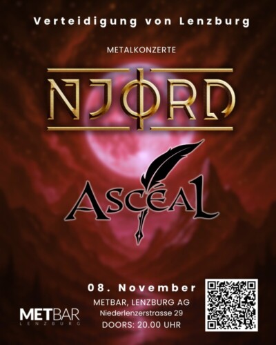 Poster von der Veranstaltung Njørd & Ascéal - Verteidigung von Lenzburg @ Met-Bar, Lenzburg