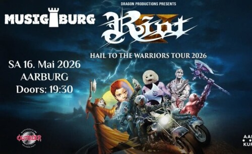 Poster von der Veranstaltung Riot V (US) – Hail of the Warriors Tour 2026 @ Musigburg, Aarburg